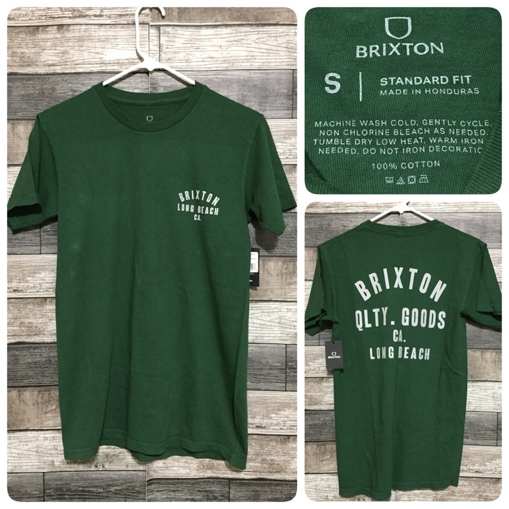 Brixton Standard Fit Graphic T Shirt Youth Small Green Short Sleeve (FLAW)